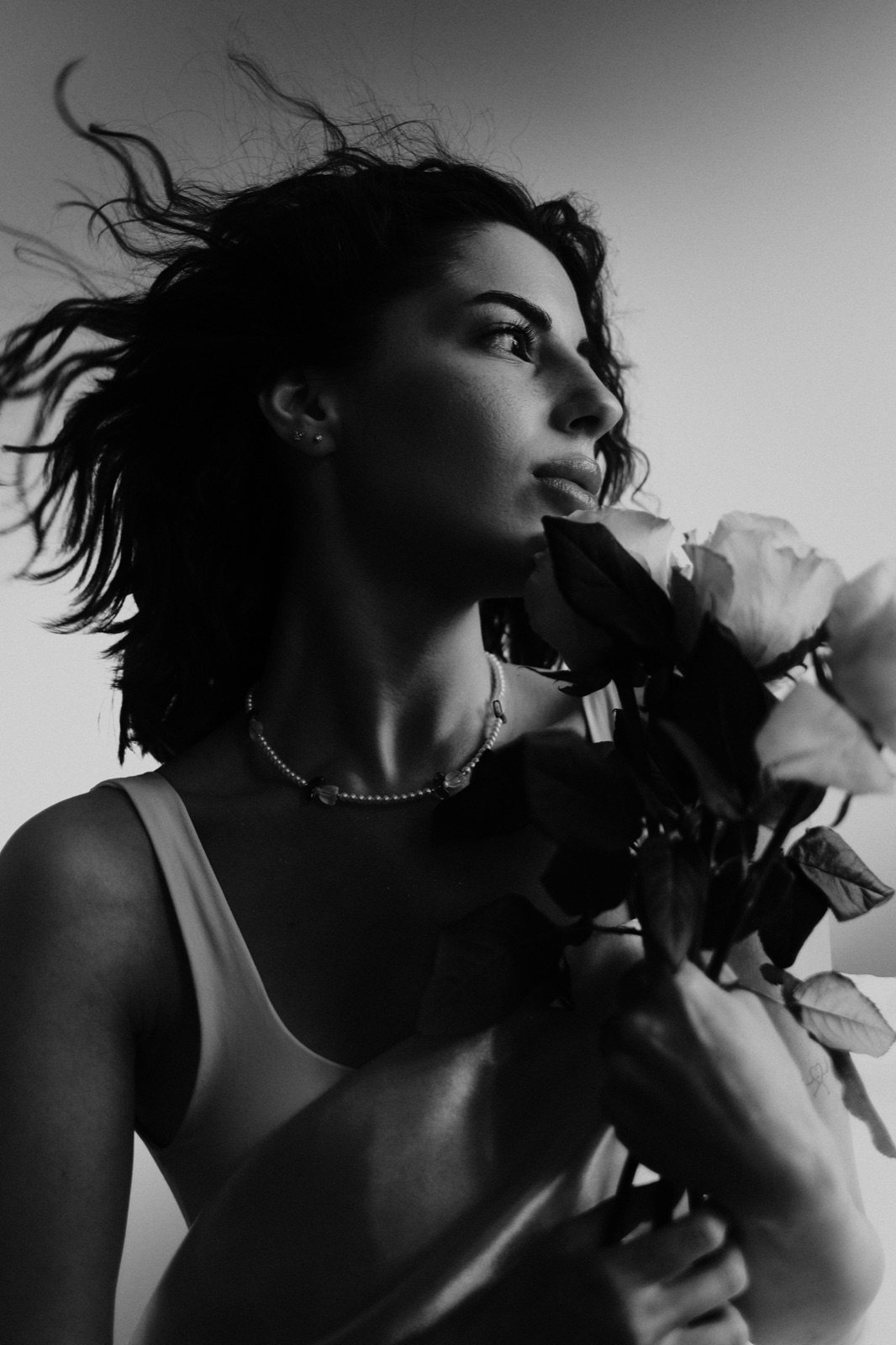 Black-and-white portrait — Amber Exposure monochrome section