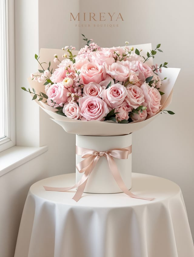 Bouquet Aurora — camaïeu rose tendre