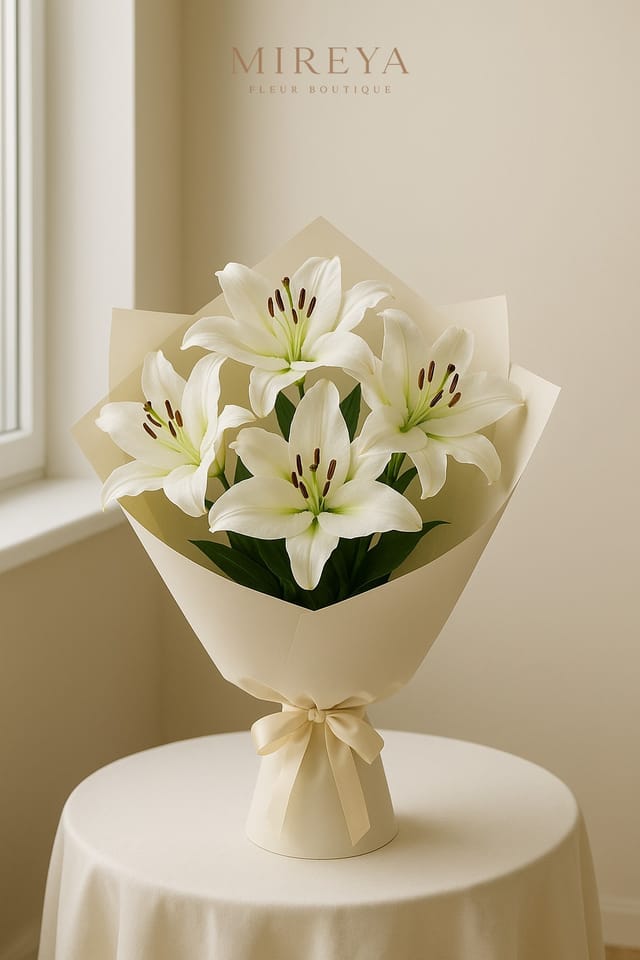Bouquet Belle — 7 lys blancs