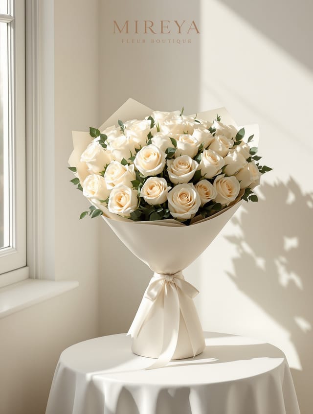 Bouquet Blanche — 25 roses blanches