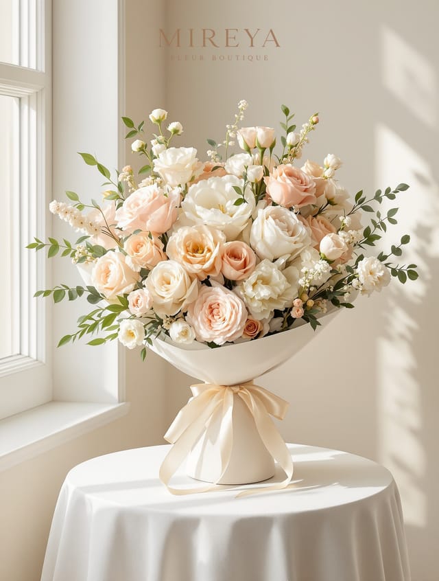Bouquet Lumière — pêche et crème