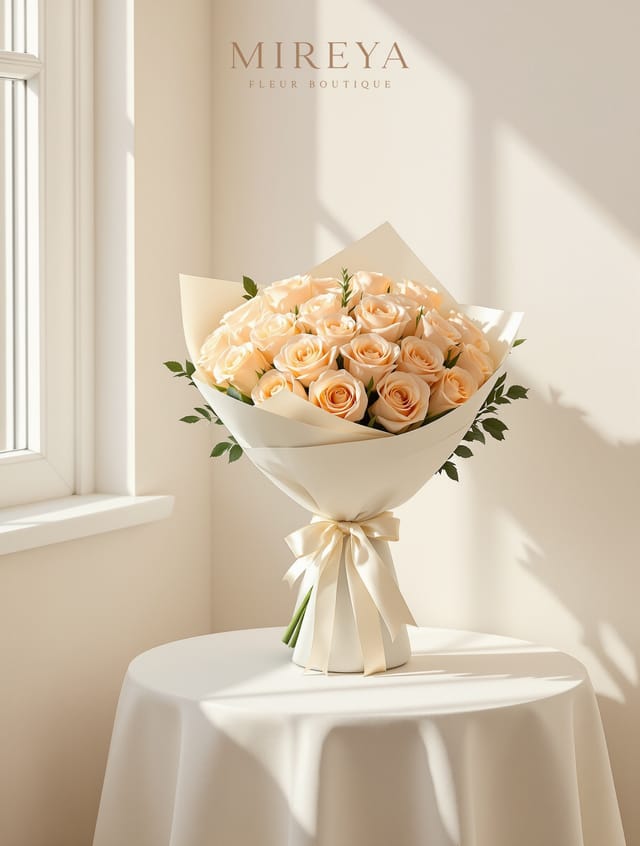Bouquet Peach — 25 roses pêche