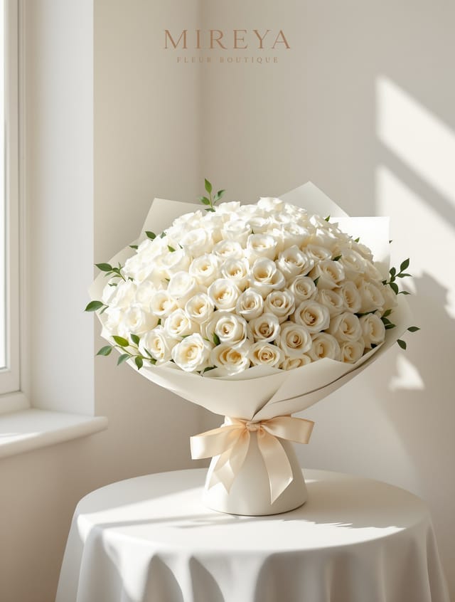 Bouquet Pure — 51 roses blanches