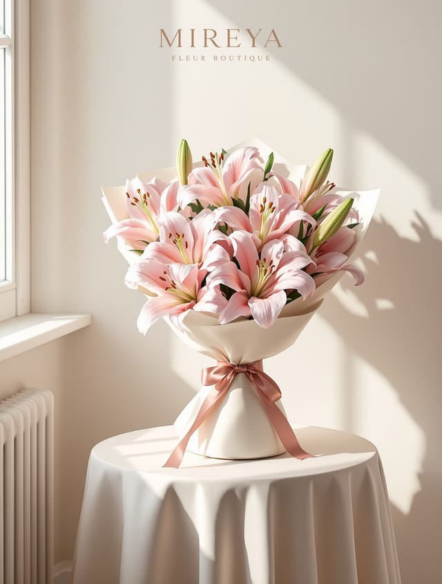 Bouquet Rosa — 7 lys roses