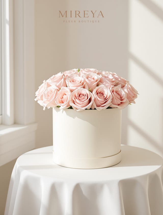 Bouquet Rose — 25 roses roses en boîte
