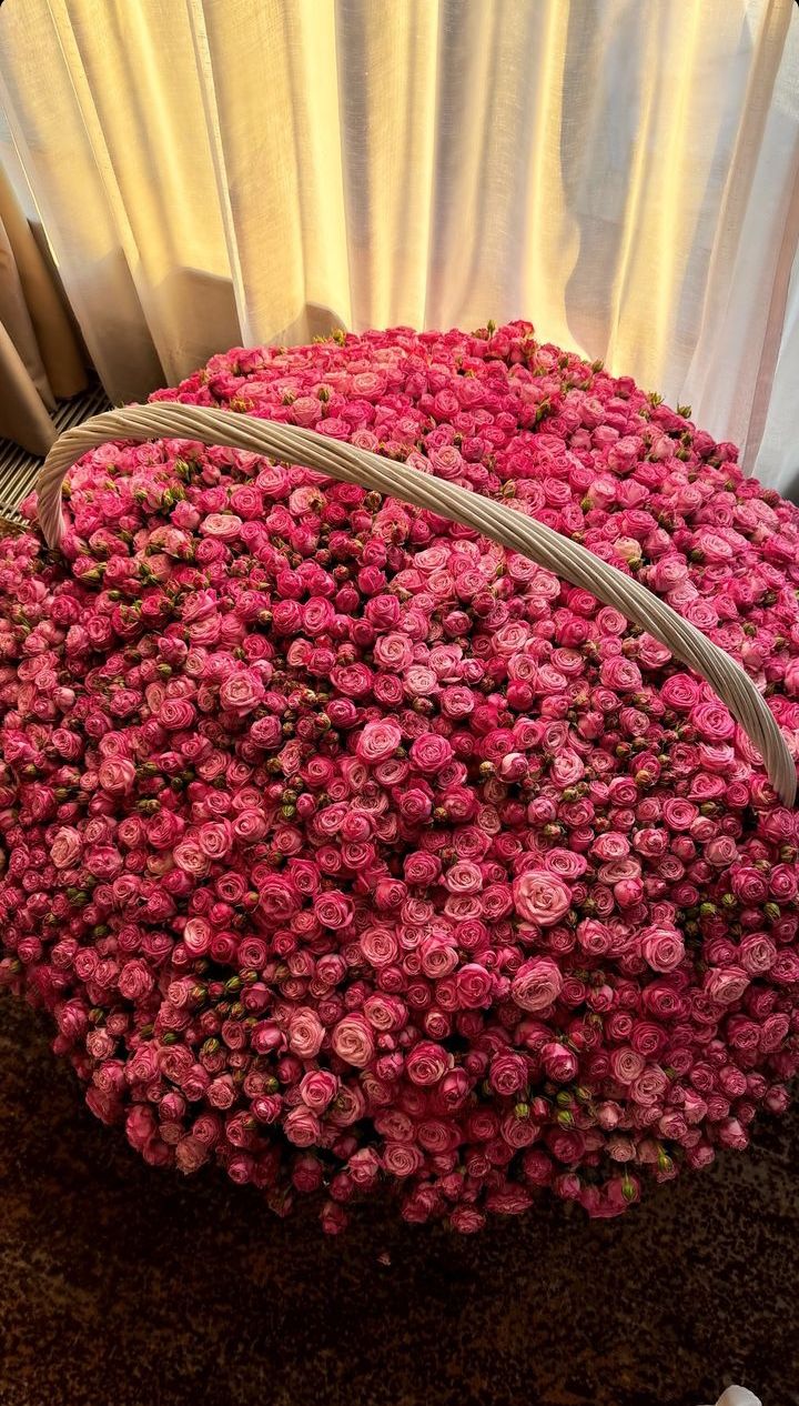 Panier colossal de 1001 roses buisson rose vif « Misty Bubbles »