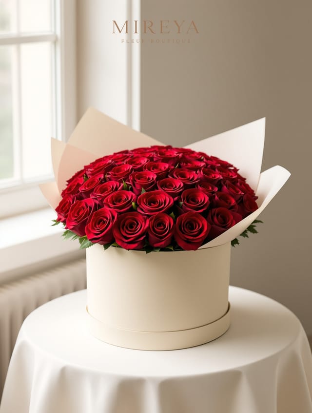 Bouquet Velvet — 25 roses rouges en boîte